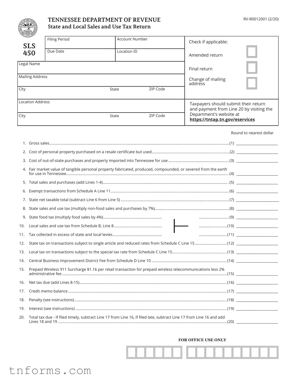 Fill Out a Valid 450 Tennessee Form