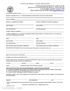 Fill Out a Valid Tennessee Ag 0675 Form