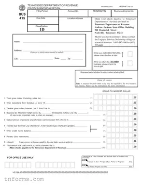 Fill Out a Valid Tennessee Bus 415 Form