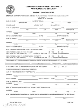 Fill Out a Valid Tennessee Driver Form