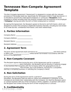 Non-compete Agreement Template for Tennessee State
