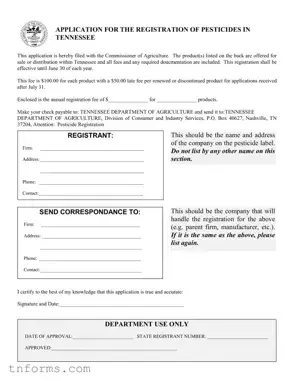 Fill Out a Valid Tennessee Pesticides Form