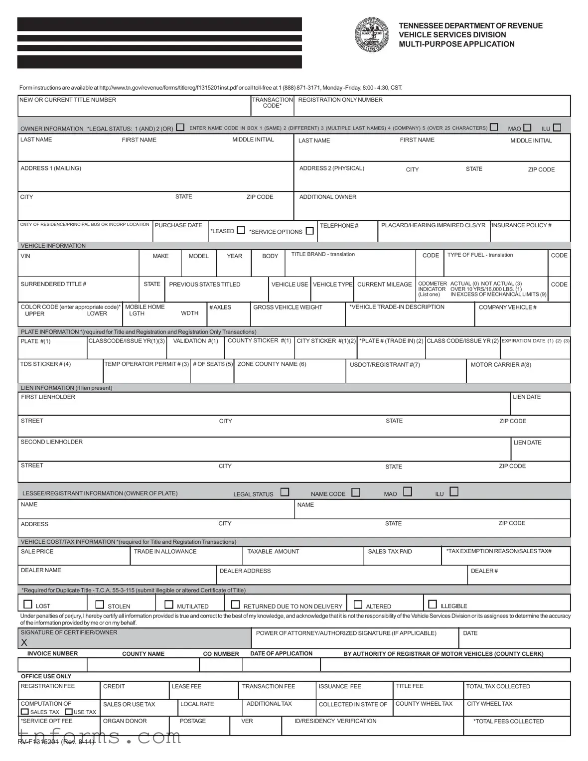 Fill Out a Valid Tennessee Application Form