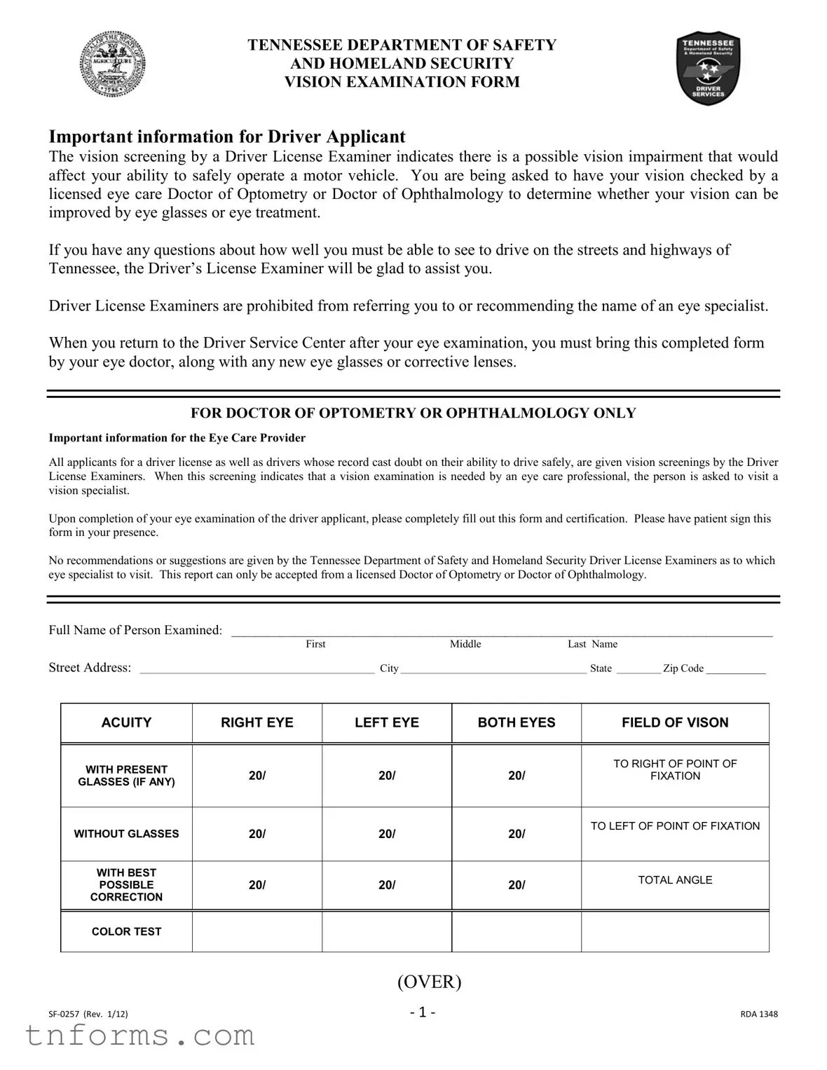 Fill Out a Valid Tennessee Drivers License Form