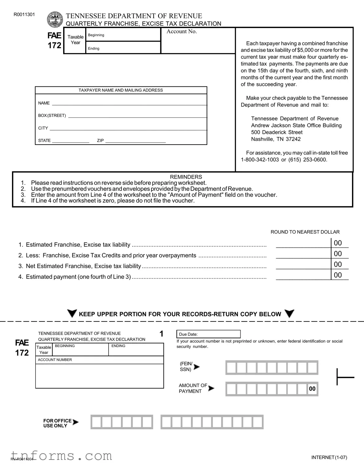 Fill Out a Valid Tennessee Fae 172 Form