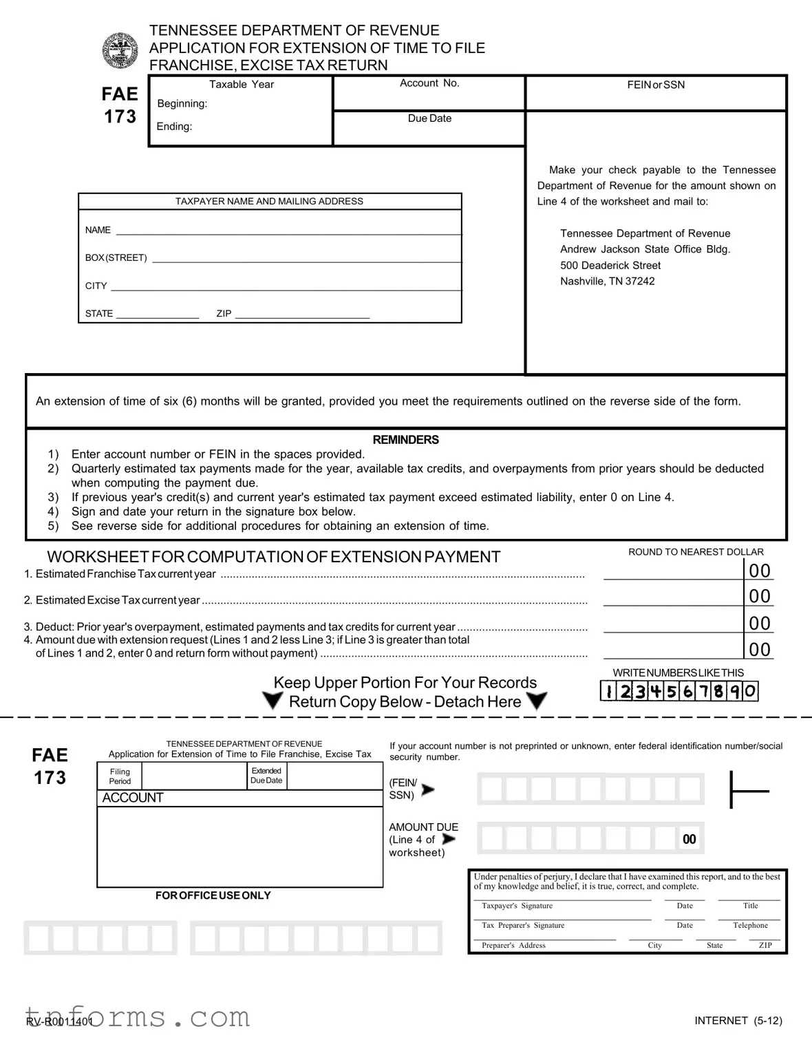 Fill Out a Valid Tennessee Fae 173 Form