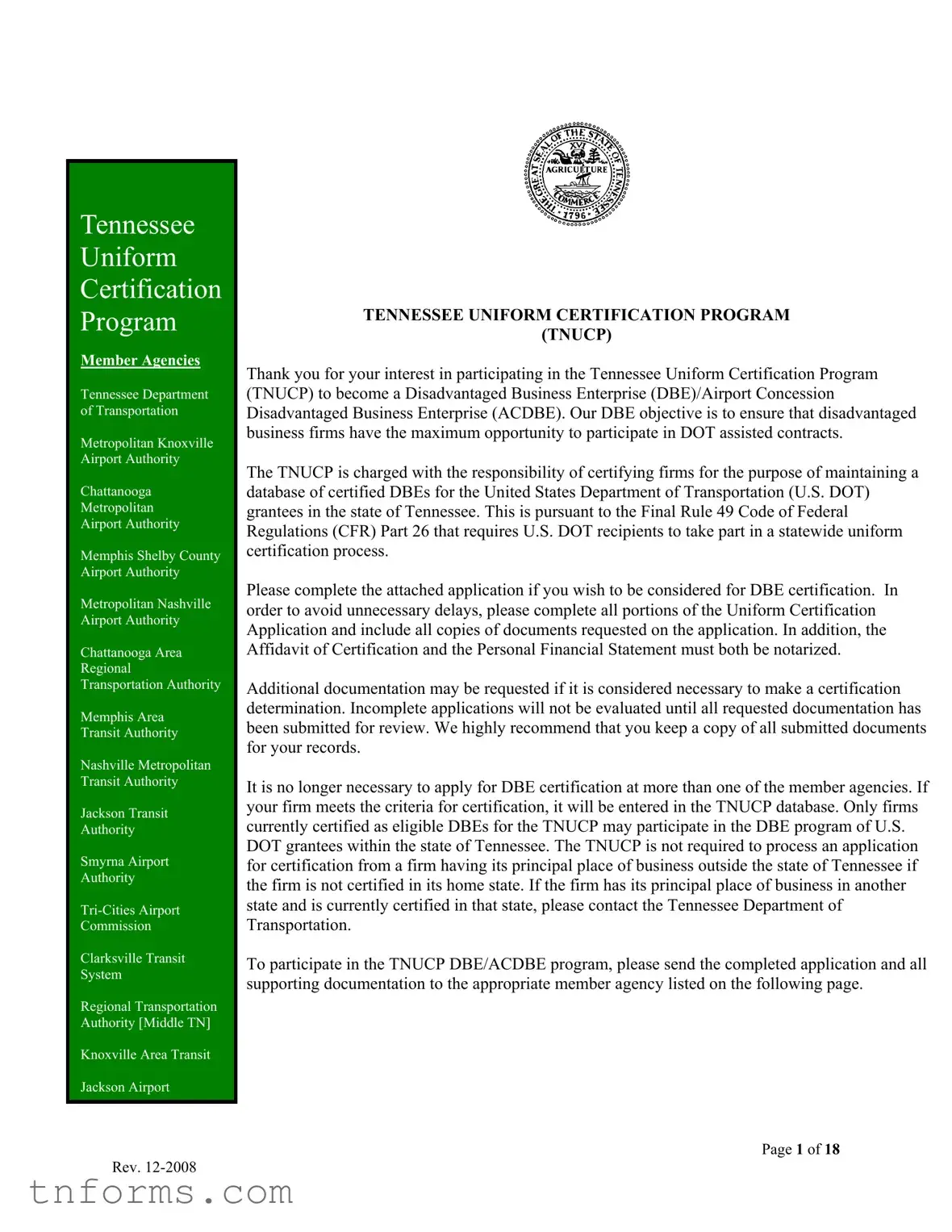 Fill Out a Valid Tennessee Uniform Certification Form