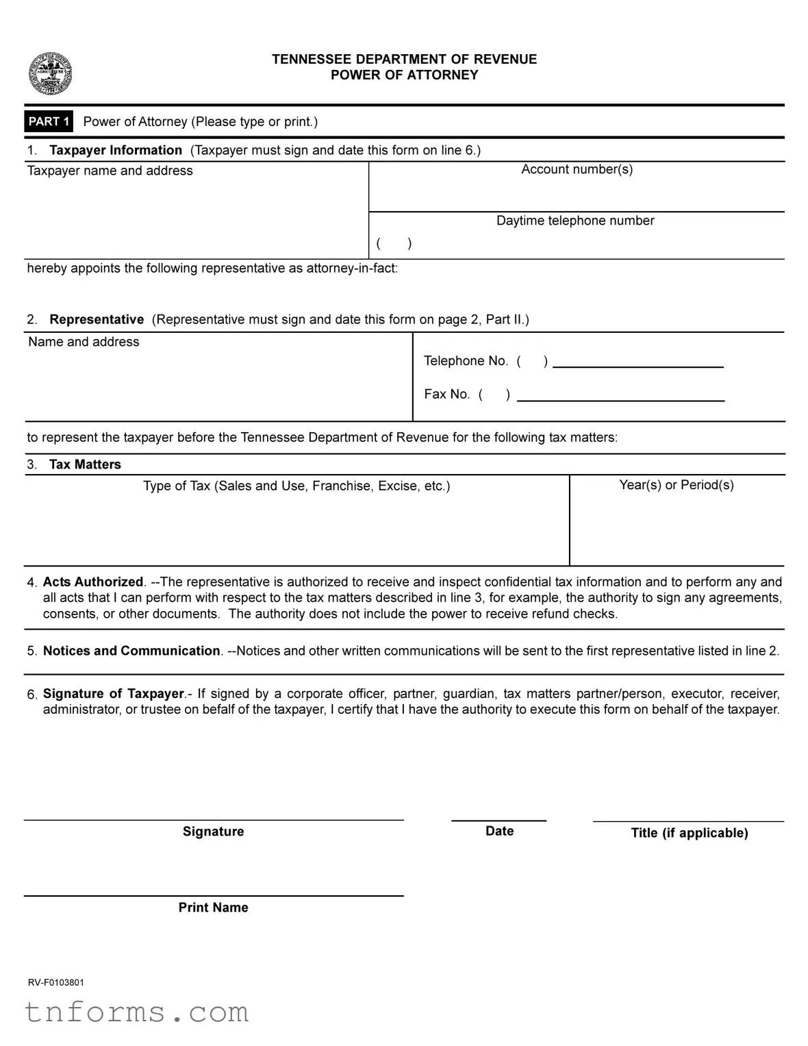 Fill Out a Valid Tn Department Of Form