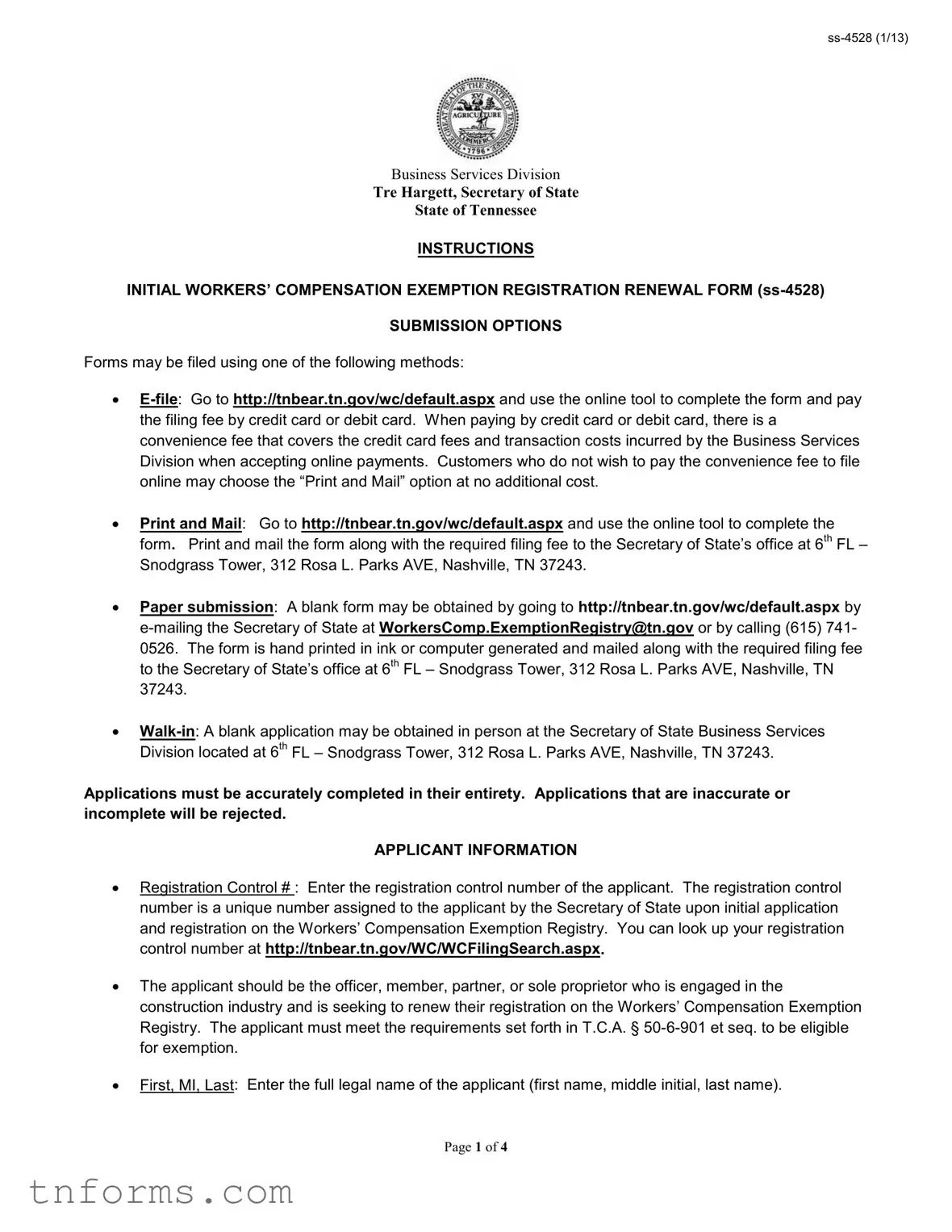 Fill Out a Valid Tn Workers Compensation Exemption Form